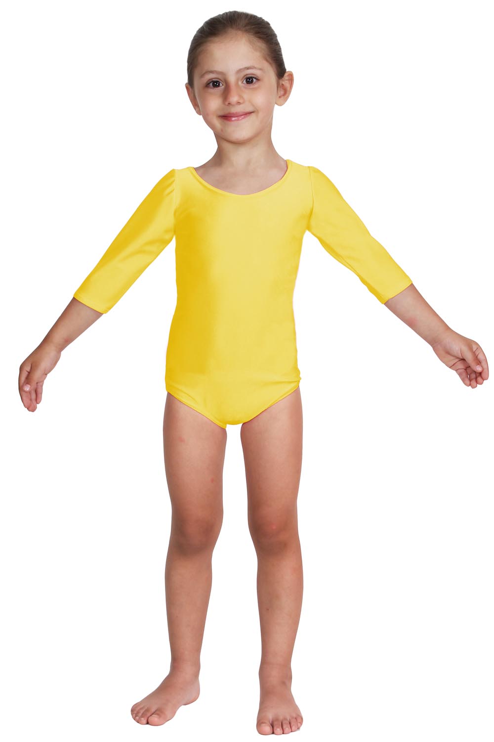 BODY DANZA LYCRA MANICA TRE QUARTI GIALLO BABY